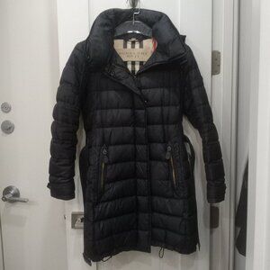 Women's Burberry Winterleigh Down Belted Puffer Jacket/Coat Black Size S/P
